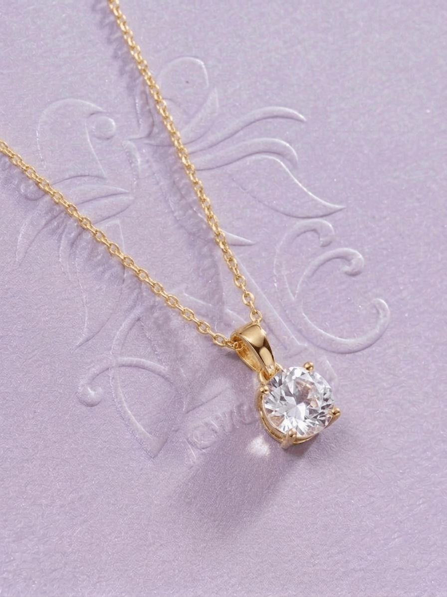 Mặt dây Vàng 14K Đá quý tự nhiên Topaz trắng - AME Jewellery