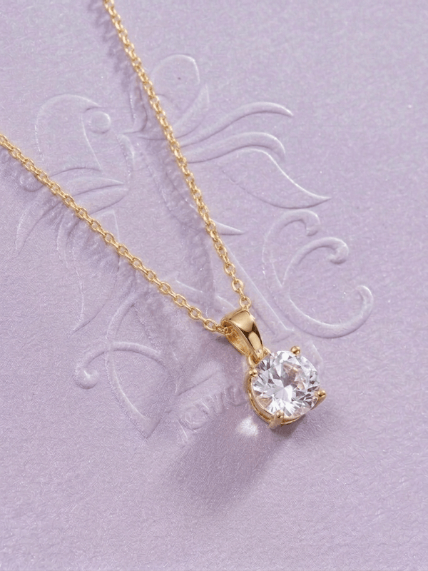 Mặt dây Vàng 14K Đá quý tự nhiên Topaz trắng - AME Jewellery