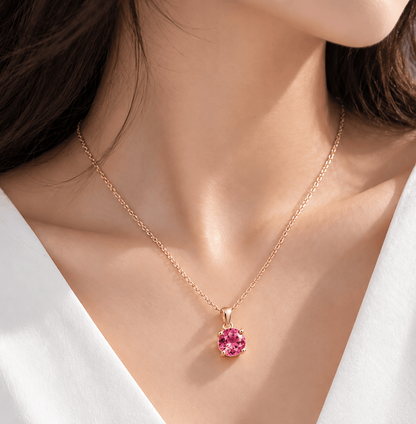 mặt dây chuyền vàng 14K đá quý tự nhiên Pink tourmaline - AME Jewellery