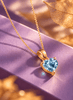 mặt dây chuyền vàng 14K đá quý tự nhiên heart-cut blue topaz 7mm - AME Jewellery