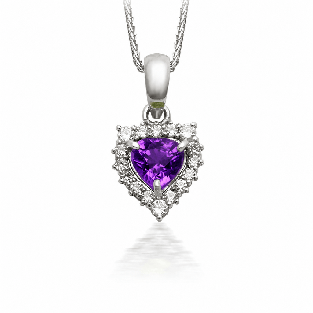 Mặt dây chuyền đá quý tự nhiên Amethyst trái tim - AME Jewellery