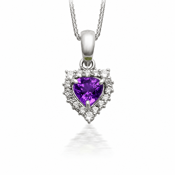 Mặt dây chuyền đá quý tự nhiên Amethyst trái tim - AME Jewellery