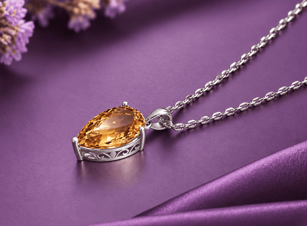 Mặt dây Đá quý tự nhiên Citrine giọt - AME Jewellery