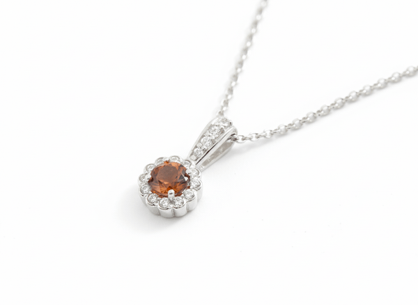 Mặt dây Đá quý tự nhiên Citrine Halo Pendant in Sterling Silver by AME Jewellery