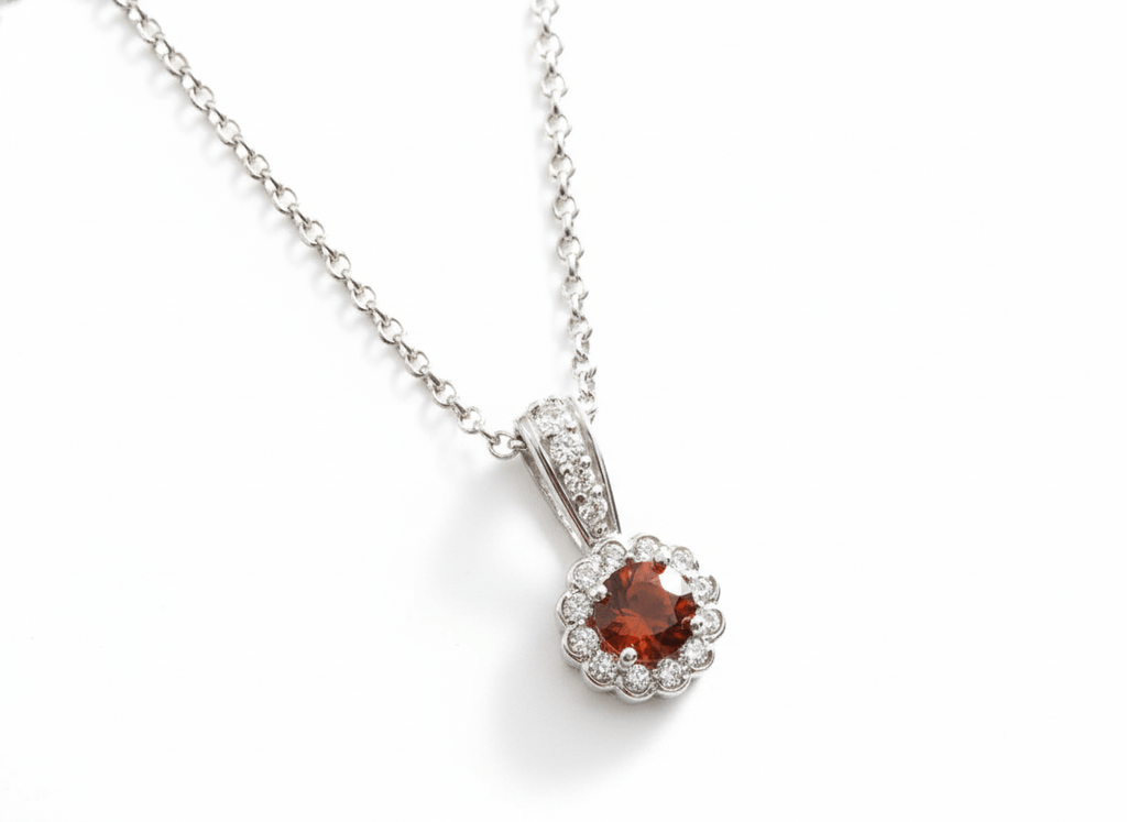Mặt dây Đá quý tự nhiên Citrine Halo Pendant in Sterling Silver by AME Jewellery