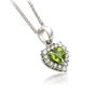 Mặt dây chuyền Đá quý tự nhiên Heart-cut Peridot Halo Pendant Necklace in Sterling Silver by AME Jewellery