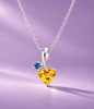 Mặt dây chuyền bạc cao cấp đá quý tự nhiên Citrine tim và London Blue Topaz - AME Jewellery