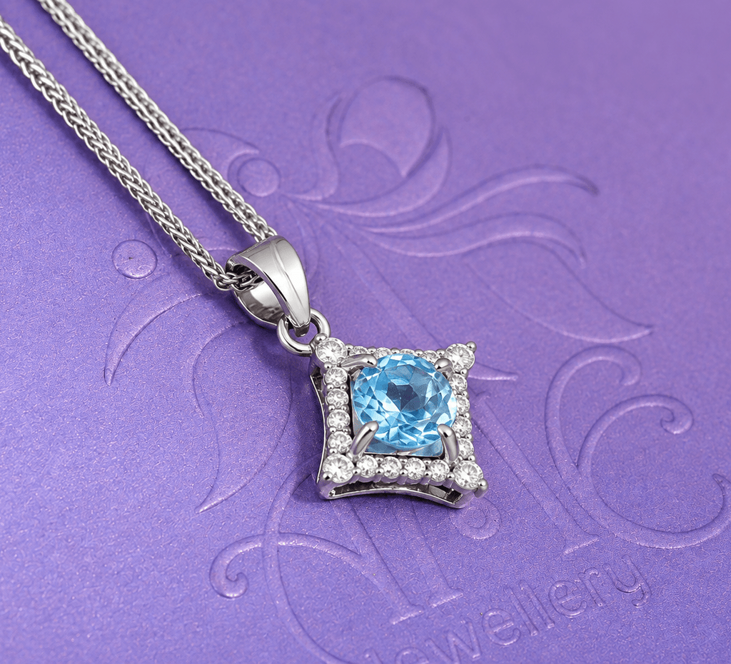 mặt dây chuyền đá quý tự nhiên swiss topaz - AME Jewellery