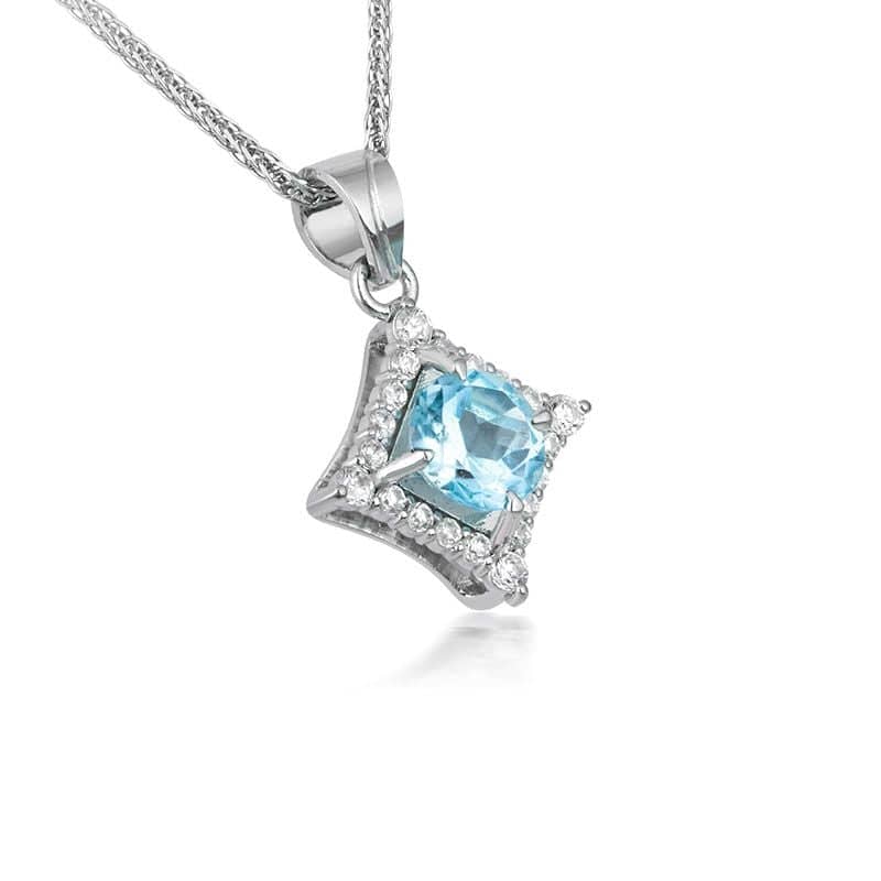 Mặt dây chuyền Đá quý tự nhiên Swiss Blue Topaz Pendant Necklace in Steling Silver by AME Jewellery