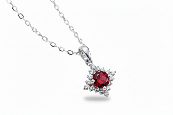 Mặt dây Đá quý thiên nhiên Red Garnet Pendant in Sterling Silver by AME Jewellery