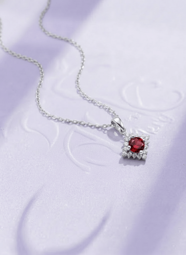 Mặt dây Đá quý thiên nhiên Red Garnet Pendant in Sterling Silver by AME Jewellery