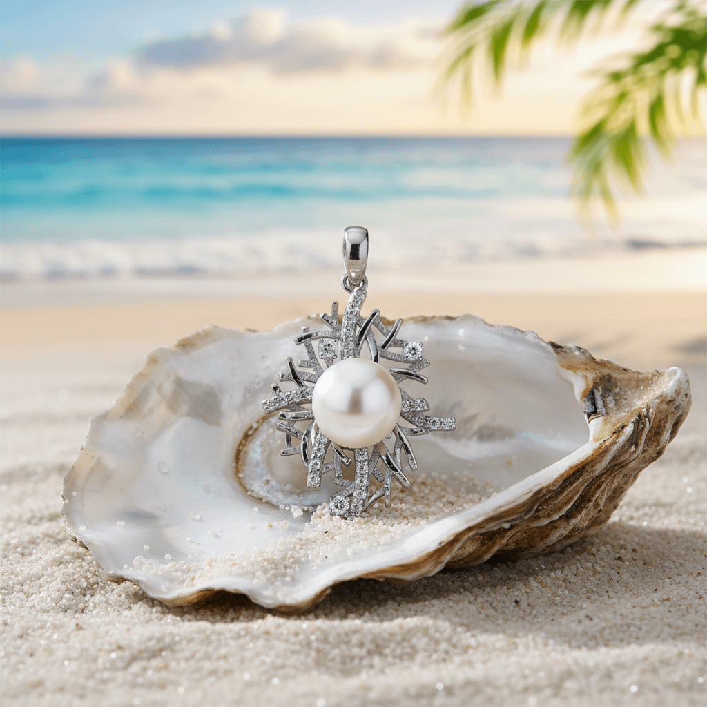 Mặt dây chuyền Ngọc trai white Freshwater Pearl Pendant Necklace by AME Jewellery