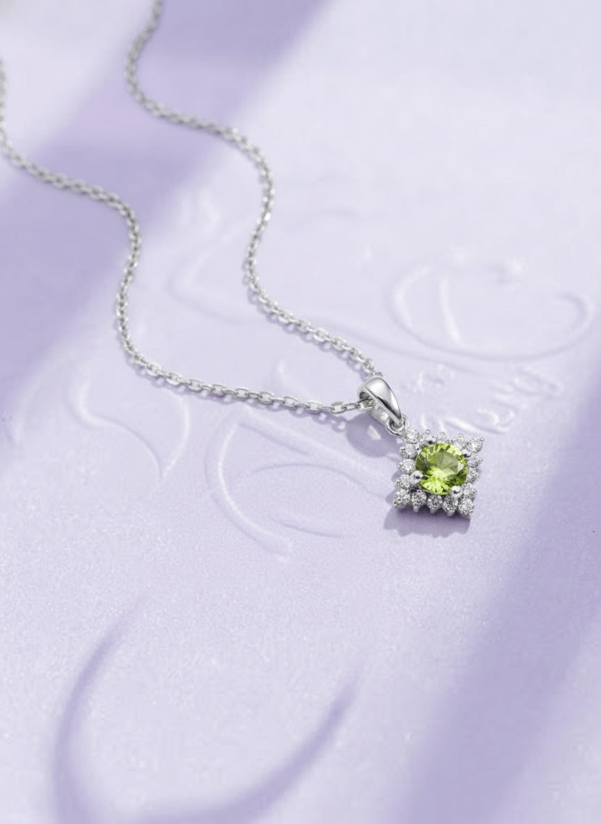 Mặt dây chuyền Đá quý thiên nhiên Peridot Pendant Necklace in Sterling Silver by AME Jewellery