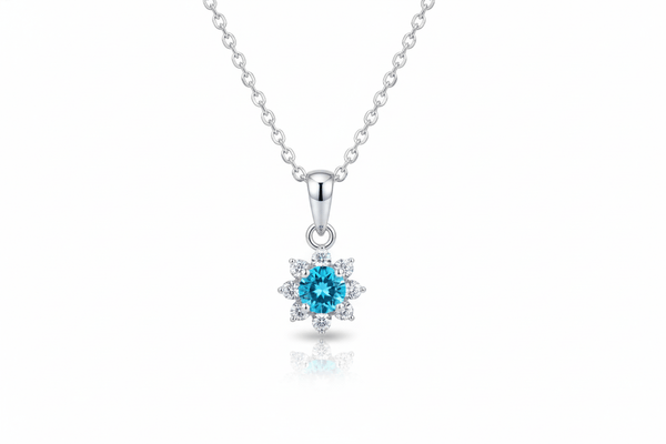 Mặt dây Đá quý tự nhiên Blue Topaz Pendant Necklace in Sterling Silver by AME Jewellery
