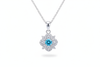 Mặt dây Đá quý tự nhiên Blue Topaz Flower Pendant Necklace in Sterling Silver by AME Jewellery