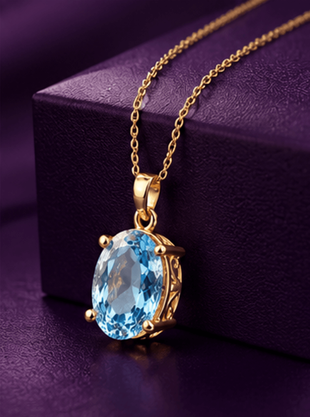 mặt dây chuyền vàng 14K đá tự nhiên Blue Topaz - AME Jewellery