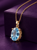 mặt dây chuyền vàng 14K đá tự nhiên Blue Topaz - AME Jewellery