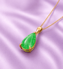 Mặt dây Vàng 14K Cẩm thạch thiên nhiên Miến Điện giọt - AME Jewellery