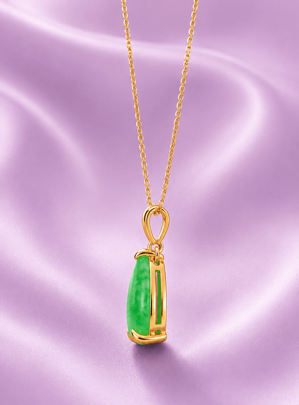 Mặt dây Vàng 14K Cẩm thạch thiên nhiên Miến Điện giọt - AME Jewellery
