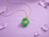 mặt dây vàng 14K đồng điếu "Vòng trời" cẩm thạch thiên nhiên Miến Điện - AME Jewellery