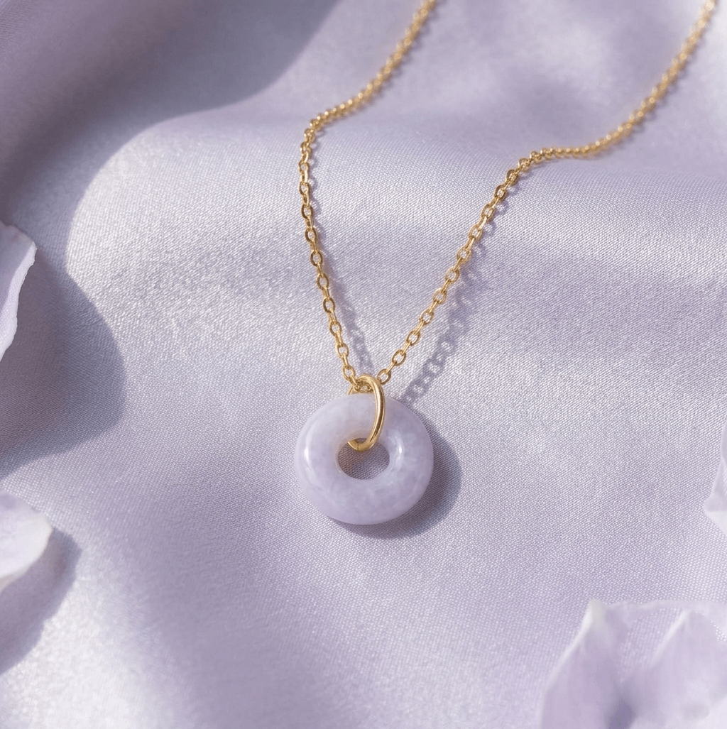 Mặt dây Vàng 14K Đồng Điếu Cẩm thạch Miến Điện màu tím - AME Jewellery