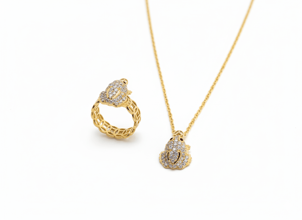 Money Frog two-piece Jewelry Set in 14-karat Yellow Gold by AME Jewellery