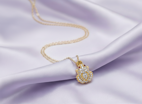 Mặt dây chuyền Vàng 14K Cóc ngậm tiền Thiềm Thừ | Lucky Money Frog or Money Toad Pendant Necklace in Yellow Gold by AME Jewellery