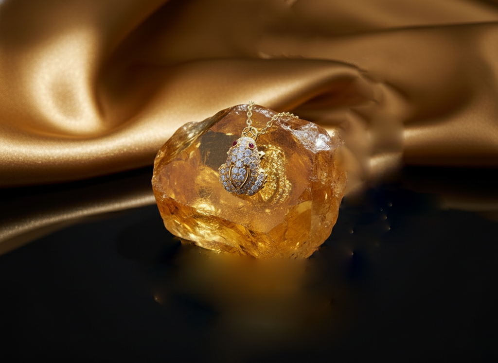 Mặt dây chuyền Vàng 14K Cóc ngậm tiền Thiềm Thừ | Lucky Money Frog or Money Toad Pendant Necklace in Yellow Gold by AME Jewellery