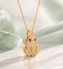 Money Frog Pendant Necklace in 14K Yellow Gold by AME Jewellery with deep Feng Shui symbolism.