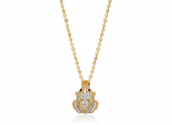 Mặt dây chuyền Vàng 14K Cóc ngậm tiền Thiềm Thừ | Lucky Money Frog or Money Toad Pendant Necklace in Yellow Gold by AME Jewellery