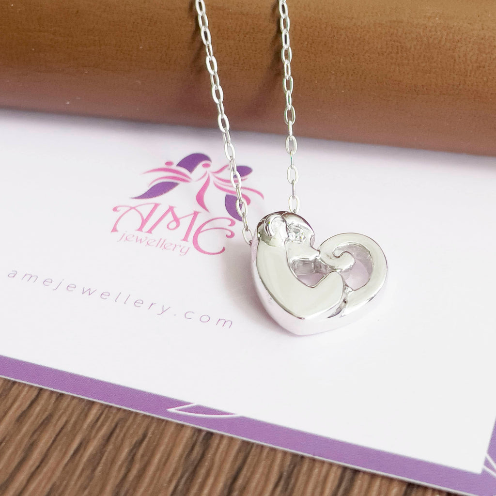 Mặt dây chuyền Khỉ Lucky Monkey Heart Pendant Necklace in Sterling Silver by AME Jewellery