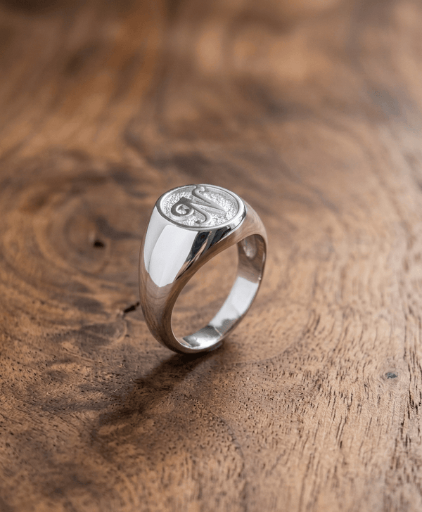 N Personalized Monogram Signet Ring in Sterling Silver - AME Jewellery