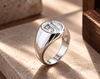 Personalized Monogram Signet Sterling Silver Men's Ring.