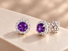 5mm Natural Amethyst Halo Earrings in Sterling Silver - AME Jewellery
