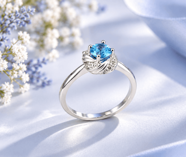 5mm natural blue topaz ring in sterling silver - AME Jewellery