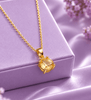 7mm Natural Round Citrine Pendant Necklace in 14-karat Yellow Gold by AME Jewellery.