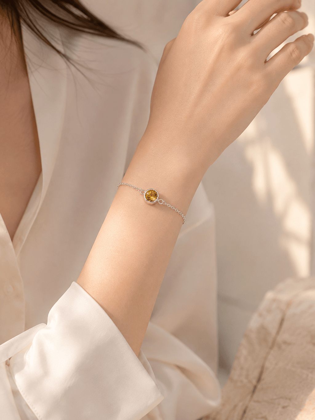 Natural Citrine Solitaire Bracelet in Sterling Silver - AME Jewellery