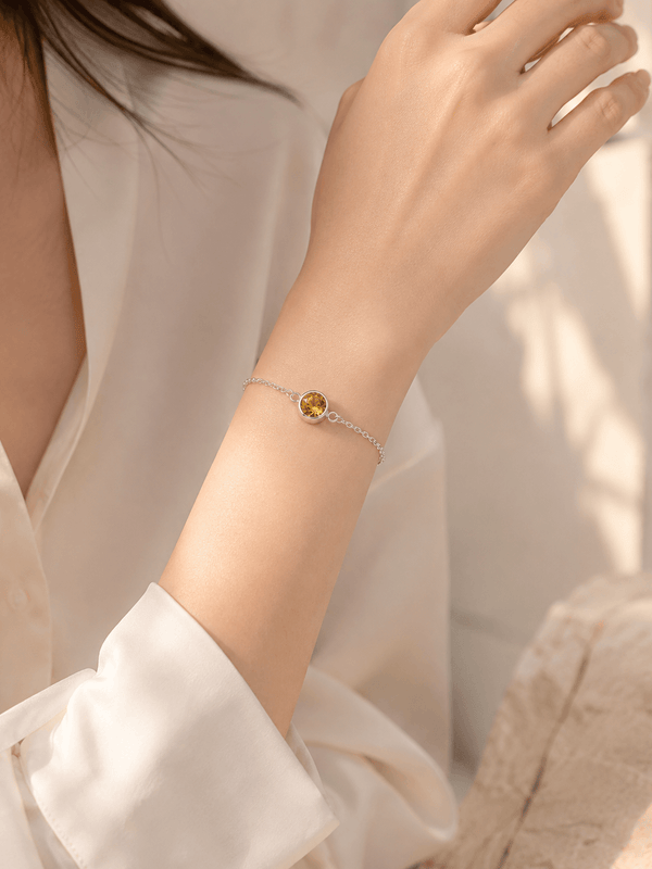 Natural Citrine Solitaire Bracelet in Sterling Silver - AME Jewellery