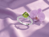 Natural Cushion-cut Peridot Ring in Sterling Silver by AME Jewellery