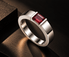Bague homme en argent sterling et grenat rouge naturel - AME Jewellery