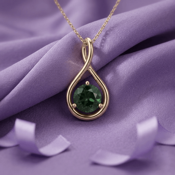 Mặt dây chuyền Vàng Đá quý tự nhiên Natural Green Tourmaline Pendant Necklace in 14K Yellow Gold by AME Jewellery