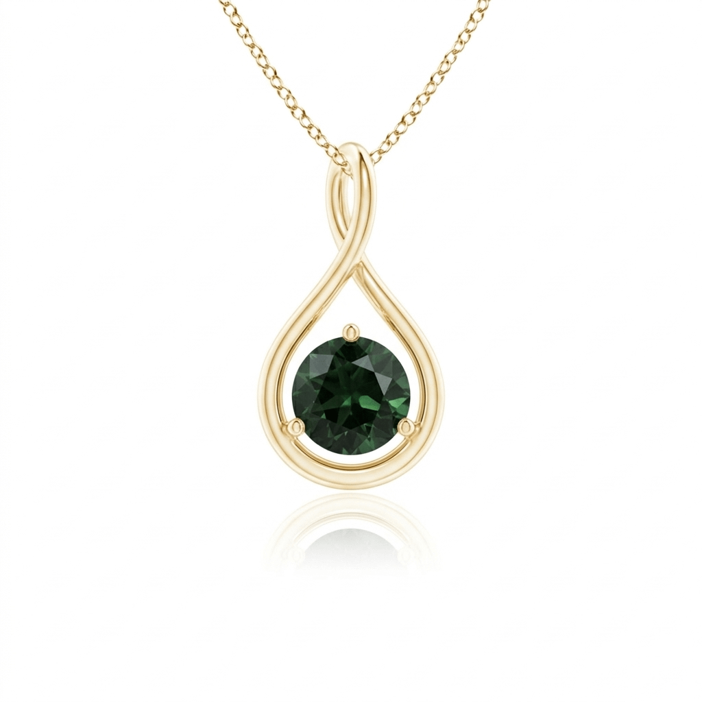 Mặt dây chuyền Vàng Đá quý tự nhiên Natural Green Tourmaline Pendant Necklace in 14K Yellow Gold by AME Jewellery