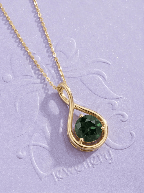 Mặt dây Vàng 14K Đá quý tự nhiên Green Tourmaline - AME Jewellery