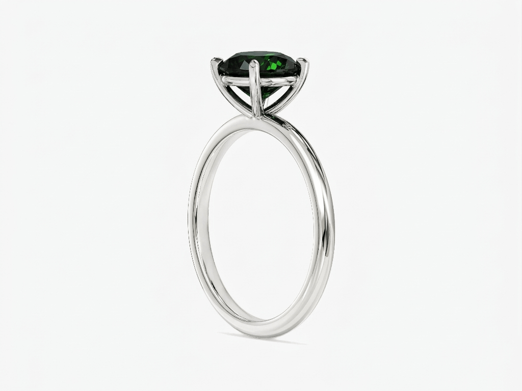 Nhẫn Vàng trắng Đá quý tự nhiên Natural Green Tourmaline Ring in 14K White Gold by AME Jewellery