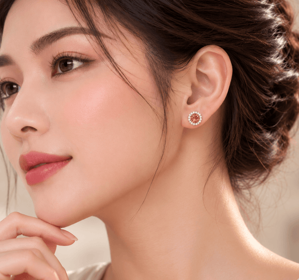  Natural Citrine Halo Earrings in Sterling Silver - AME Jewellery