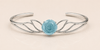 Natural Hand-Carved Aquamarine Flower Bangle in Sterling Silver - AME Jewellery
