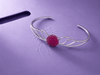 Natural Hand-Carved Ruby Rose Flower Bangle in Sterling Silver by AME Jewellery
