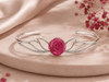 Natural Hand-Carved Ruby Rose Flower Bangle in Sterling Silver by AME Jewellery