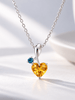 Sterling Silver Pendant Necklace with Natural Heart-cut Citrine & Blue Topaz - AME Jewellery