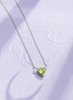 Natural Heart-cut Peridot Solitaire Chain Necklace in Sterling Silver - AME Jewellery